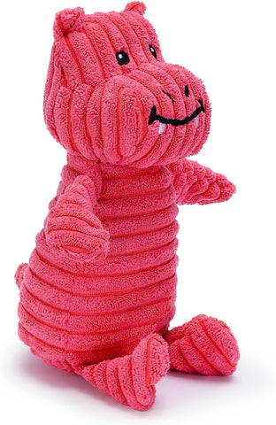 Pink Hippo Dragon Plush Dog Toy with Squeaker