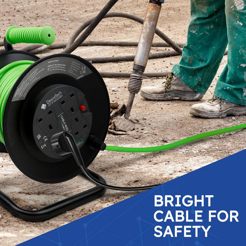 4 Socket 25m Cable Reel Extension Lead with Thermal Cut Out Green