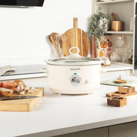 Salter Retro Cream 3.5L Slow Cooker – 3 Heat Settings & Keep Warm