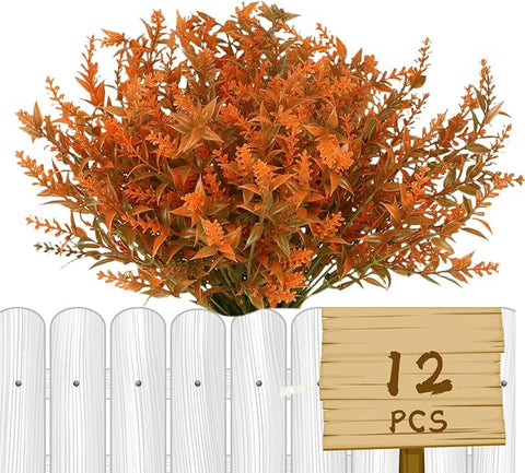 12 Bundles Artificial Fall Flowers No Fade Faux Autumn Plants,Fake Indoor Outdoor Greenery for Thanksgiving Christmas Wedding Party Home Garden Décor (Autumn)