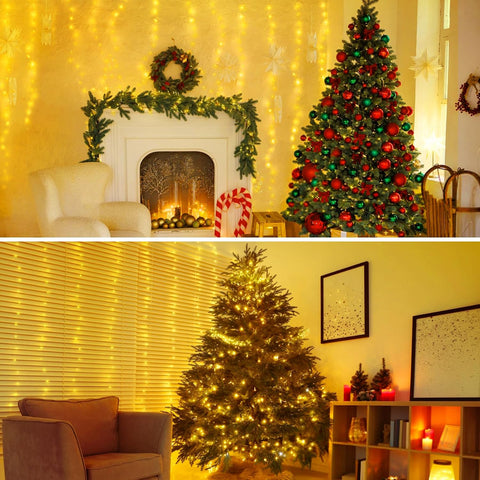 300 LED 3m x 3m Battery Operated Curtain Lights – Warm White Indoor Fairy Lights with 8 Modes, Adjustable Brightness & Remote Control