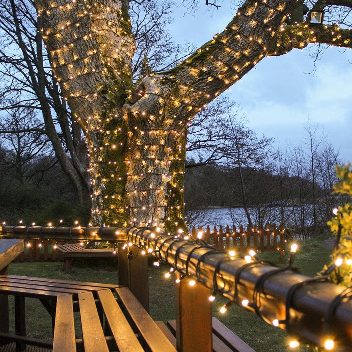 Festive Lights ConnectPro Outdoor LED Fairy Lights 5m – Warm White IP65 Waterproof Connectable String Lights with 40 LEDs, Rubber Cable for Christmas, Weddings & Gardens