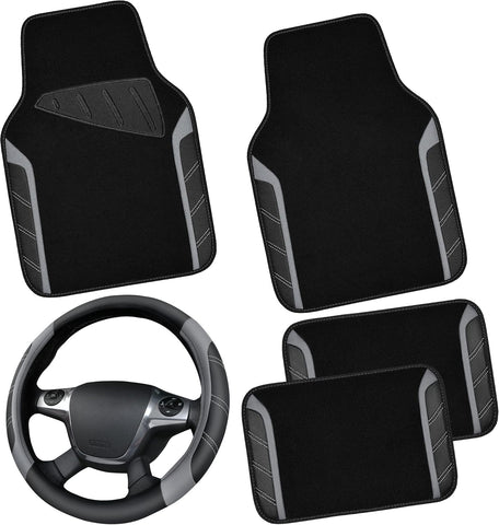 Leather Steering Wheel Cover and Waterproof Car Floor Mats