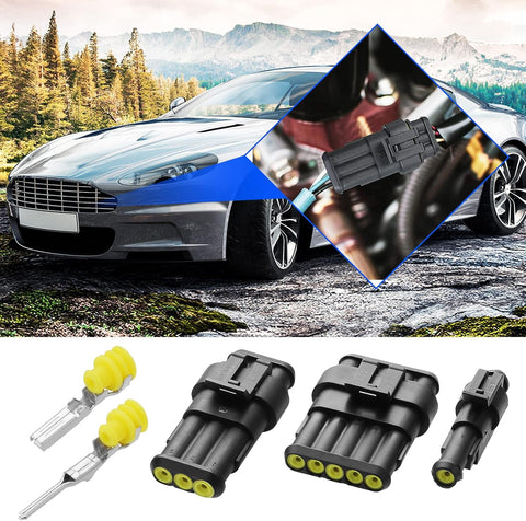 Faankiton 1004PCS Waterproof Car Electrical Connector, 1/2/3/4/5/6 Pin Way Waterproof Electrical Connector Kit, Electrical Automotive Wire Connectors Plug, Terminals Plug for Motorcycle Scooter Truck