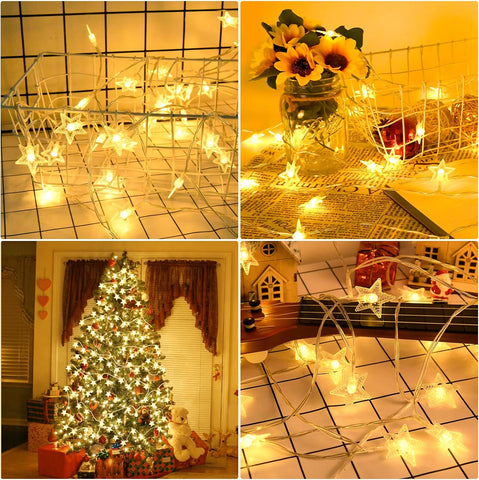 BOLWEO Star Fairy Lights 3M 20 LED String Lights Warm White Battery Operated