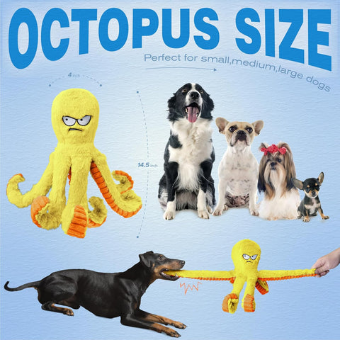 Tough Plush Octopus Dog Chew Toy