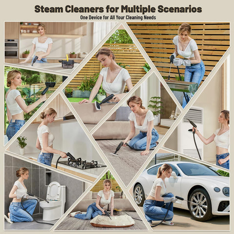 Portable Handheld Steam Cleaner 1600W with 16 Accessories