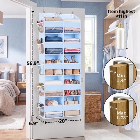 Ofiray-Home Over The Door Storage Organiser – 5-Tier, 10 Compartments, Pink Hanging Storage with 10 Side Pockets