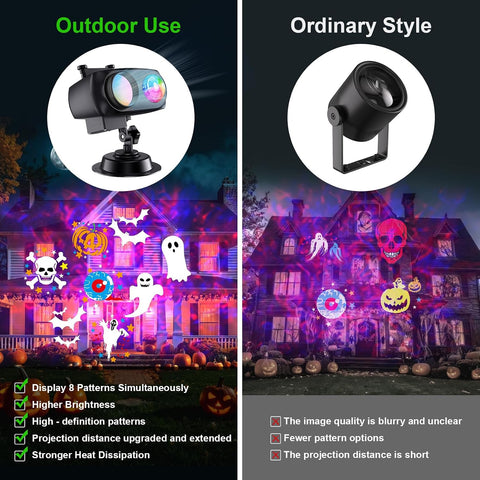 COOLWUFAN Halloween & Christmas Projector Lights Outdoor Indoor – 3D Ocean Wave LED Projector with Remote, 20 HD Effects, IP65 Waterproof, 5m Cable for Garden, Yard & Party Decor
