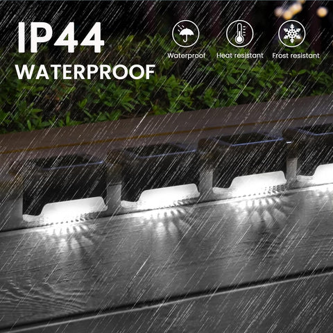 Caldarax 8 Pack Solar Fence Lights Garden, LED Decking Lights Solar Powered Waterproof Outdoor Step Light for Fence, Deck, Stair, Step, Pathway, Yard, Patio, Decoration (Cool White)