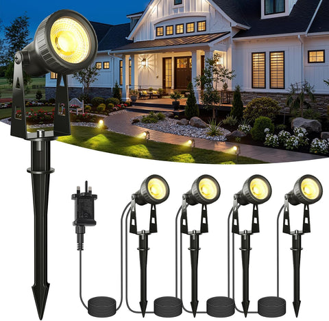 Kawaya 4-in-1 Mains Powered Garden Spike Lights 14M, IP68 Waterproof