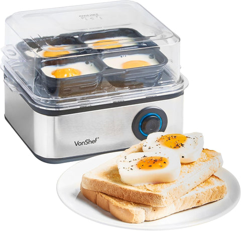 3-in-1 Electric Egg Boiler, Poacher & Omelette Maker – 16 Egg Capacity, Stainless Steel 500W