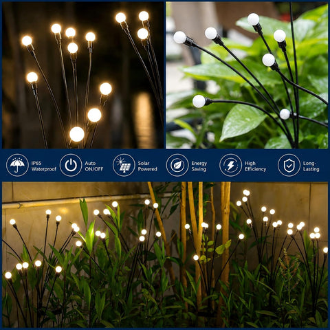 Solar Swaying Firefly Garden Lights, Outdoor Patio Decor (2 Pack)