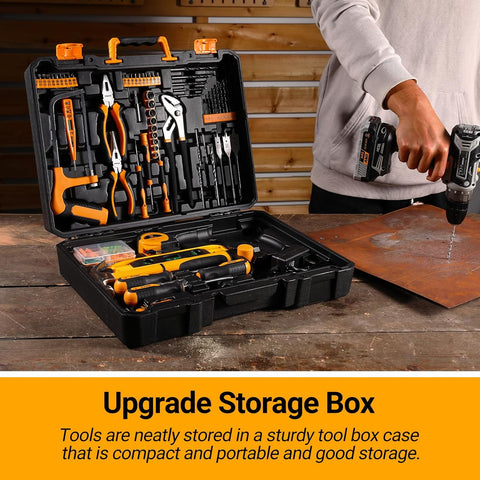 Cordless Drill Tool Kit Set: DEKO 20V Power Drill Tool Box with Battery Electric Drill Driver for Men Home Hand Repair Basic Toolbox Tools Sets Drills Case,186 Pieces