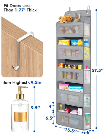 Meolsaek Over The Door Storage Organiser – 5-Tier Hanging Storage with 10 Pockets, Anti-Tilt Design, Beige