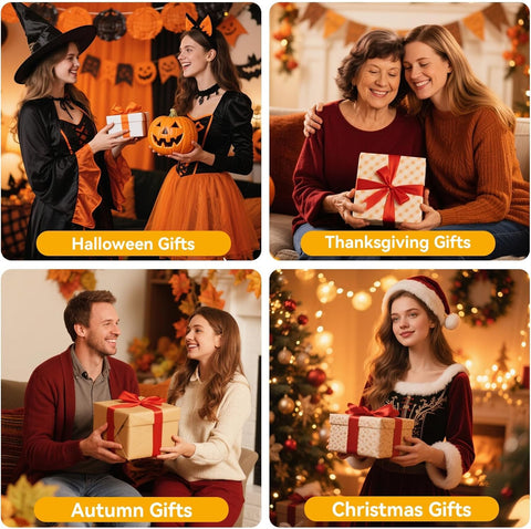 Halloween Flickering Flameless Candles, Set of 3 Candle Lamp with Remote Maple Leaf Battery Operated LED Candle with Timer, Real Wax Pillar Candles Lights Decor for Halloween Fall Thanksgiving Home