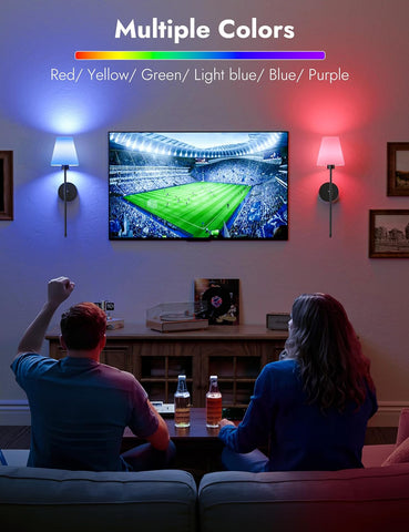 5200mAh Battery Operated Wireless Wall Lights Set of 2, 60CM Rechargeable Wall Lights with Dimmable Detachable Bulbs and Remote, 12-Color Wall Sconce Lighs for Bedroom Living Room Black