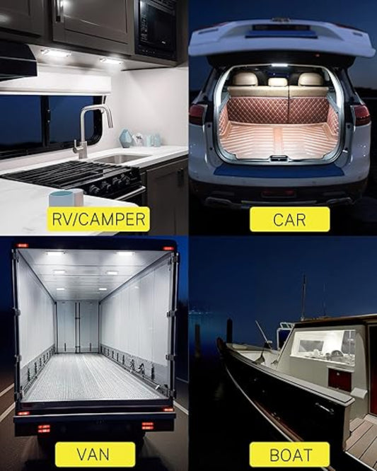 48 LED Dome Light for RV Interior In UK - IP22 Waterproof 800LM Ultra Bright, 12V White Lights, Switch Control, Energy Efficient, Dome Light Ideal for Car, Van, Truck, Camper, Motorhome, Boat