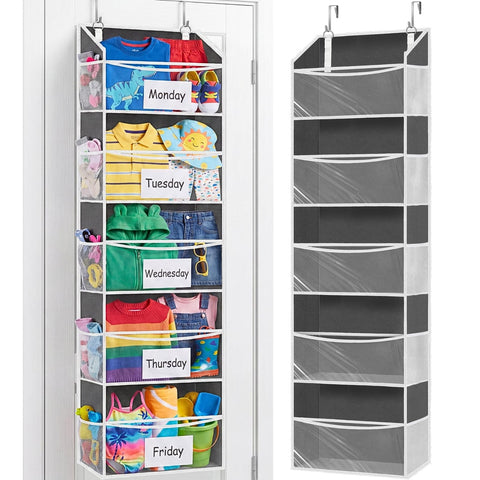 Ofiray-Home Over The Door Storage Organiser – 5-Tier, 10 Compartments, Pink Hanging Storage with 10 Side Pockets