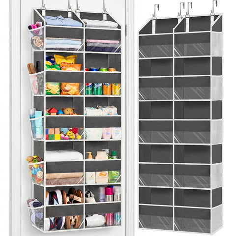 Ofiray-Home Over The Door Storage Organiser – 5-Tier, 10 Compartments, Pink Hanging Storage with 10 Side Pockets