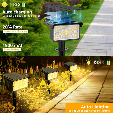 Ollny Solar Powered Uplighter Spotlight Garden 4Pack Stake Light Warm White