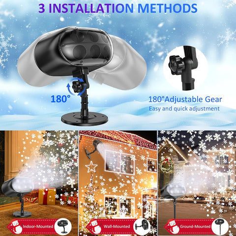 Christmas LED Snowflake Projector Lights – Large Outdoor Moving Snowfall Light