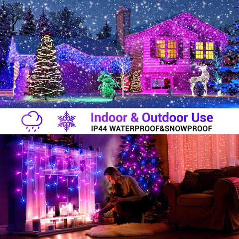GlobaLink Christmas Icicle Lights 10m 400 LED Blue & Purple – Connectable Outdoor Fairy Lights with 8 Modes, Timer & Memory - Turn Your Roofline Into a Colourful Christmas Display