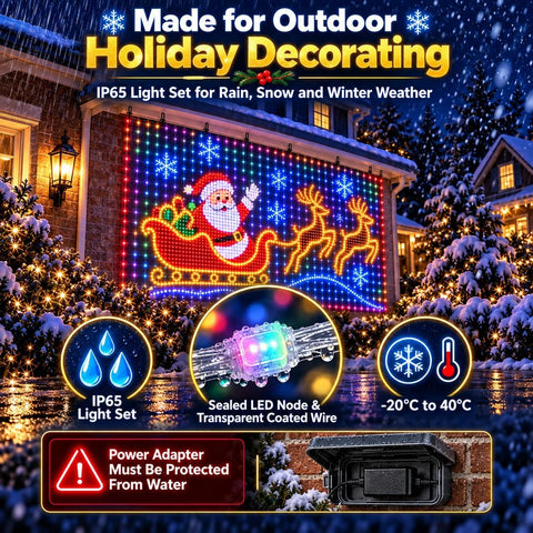 Smart LED Curtain Lights Christmas 1.6×1.6M – 256 RGB LEDs, 6 Dynamic Modes & Remote Control – Turn Plain Walls Into a Colourful Festive Glow