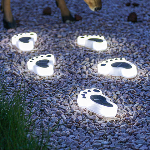 Led Footprint Solar Lights(Cold White), Waterproof Outdoor Gardent Lights, Lawn Landscape Path Light(4-Pack)