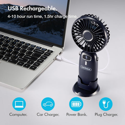 Mini Handheld Fan – USB Rechargeable, 5 Speeds, Foldable