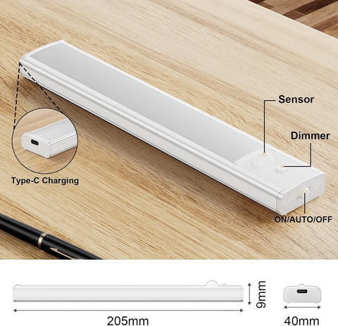 5 Pack Rechargeable Under Cabinet Lights with Motion Sensor – Wireless LED Cupboard Lighting with 3 Brightness Levels & Magnetic Mount - Light Up the Dark Corners You Use Every Day