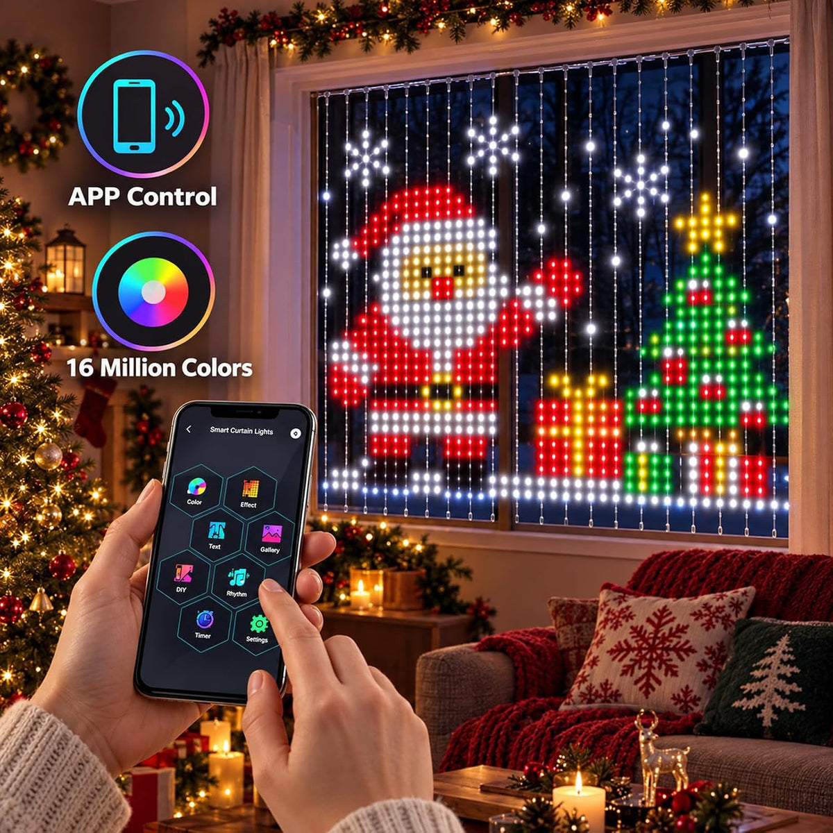 3×3m Curtain Fairy Lights 400 RGBIC LEDs – App & Remote Controlled Waterproof Colour Changing Lights for Weddings, Parties & Backdrops - Turn Any Wall Into Your Own Light Show