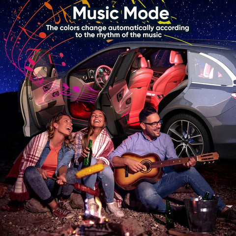 RGB Car Interior LED Light Kit with APP Control, Music Sync, USB Powered Ambient Lighting, 16 Million Colours, DC 5V