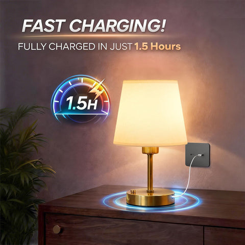 EppieBasic Rechargeable Cordless Table Lamp – 2700K Dimmable LED Light with 4000mAh Battery, Vintage Gold Finish for Bedroom, Living Room & Home Décor