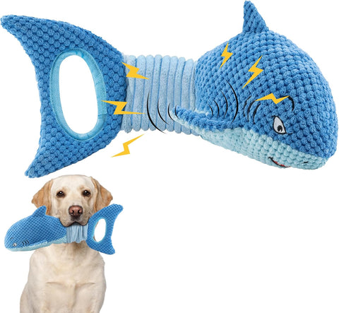 Legend Sandy Blue Shark Dog Toy for Aggressive Chewers Large Interactive Plush