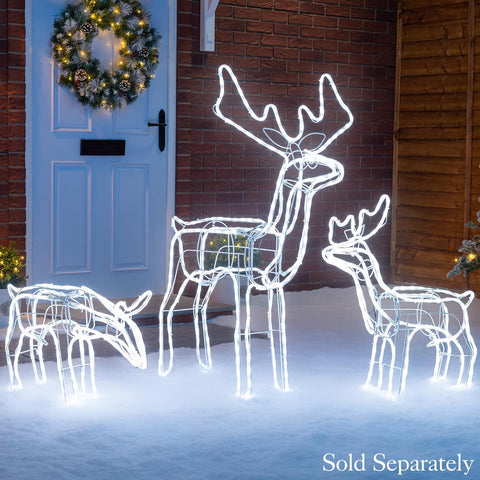 Christow Large White LED Reindeer Rope Light Outdoor Decoration