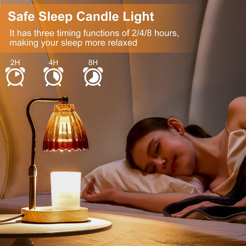 Vankada Candle Warmer Lamp with Timer & Dimming Function – Height Adjustable Electric Candle Warmer with Gold Glass Shade for Home & Room Decor