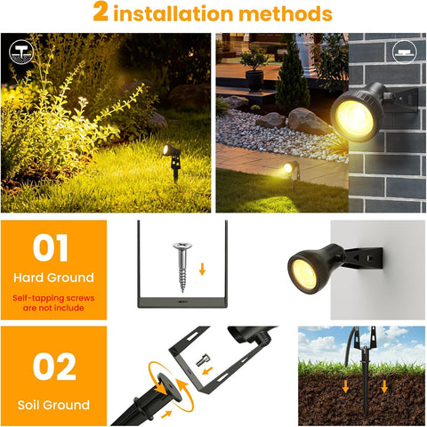 Kawaya 4-in-1 Mains Powered Garden Spike Lights 14M, IP68 Waterproof