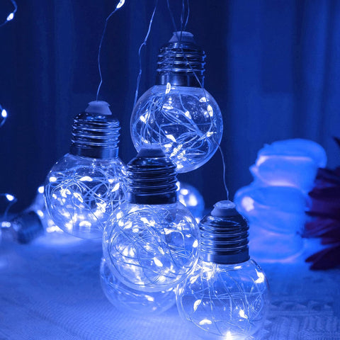 Wishing Ball Curtain Lights 200 LED Blue Fairy String with Remote & USB Power