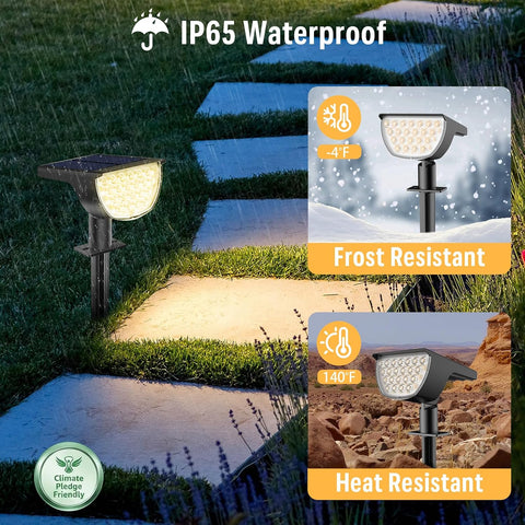 GKGG Solar Lights Outdoor Waterproof IP65, 76 LED 3 Lighting Modes Solar Spot Lights Yard Garden Landscape Pathway Outdoor Lights (Warm White, 4 Pack)
