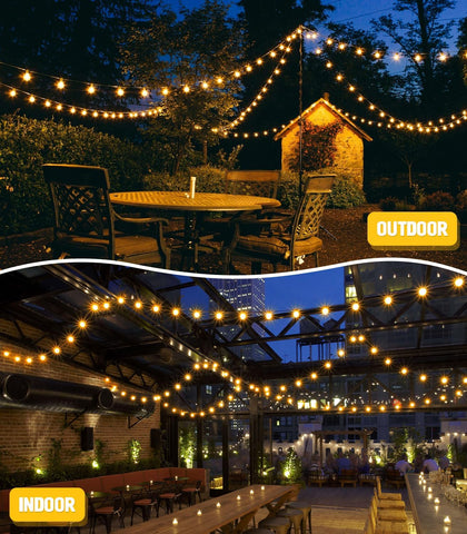 Festoon lights in the garden, brightening up the evening


