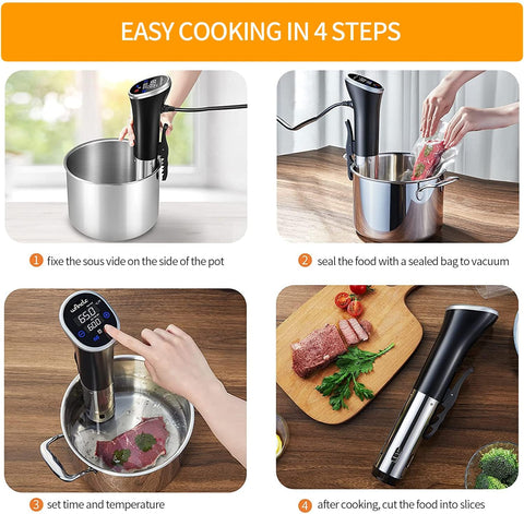 Wancle Sous Vide Precision Cooker 1100W IPX7 Waterproof Immersion Circulator – Black