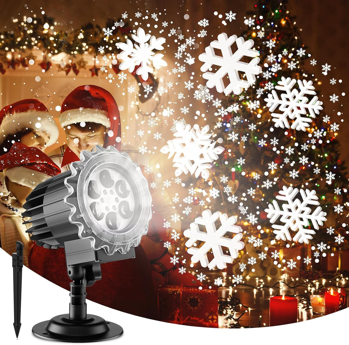 Christmas Snowflake Projector Lights – 9W LED Outdoor & Indoor Christmas Projection Lamp, IP65 Waterproof Holiday Decoration for Gardens, Walls, Parties & New Year