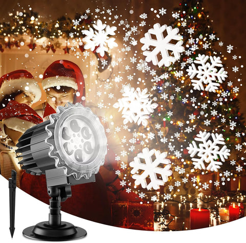 Christmas Snowflake Projector Lights – 9W LED Outdoor & Indoor Christmas Projection Lamp, IP65 Waterproof Holiday Decoration for Gardens, Walls, Parties & New Year