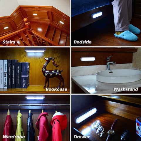 STAR-SPANGLED 7” LED Motion Sensor Lights Indoor, 3 Pack – Battery Operated Under Cabinet & Closet Lights, Cool White, 80 Lumen - Let Every Late-Night Trip Find Its Way