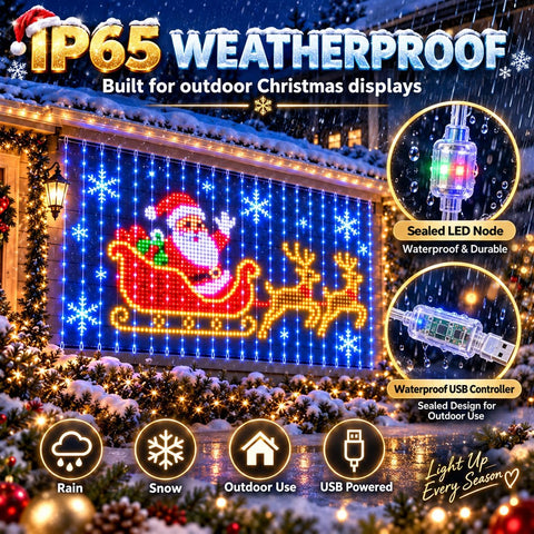 3×3m Christmas LED Curtain Lights – 400 RGB Smart Pixel Net with App Control, Music Sync & DIY Effects – Turn Your Home Into a Christmas Light Show