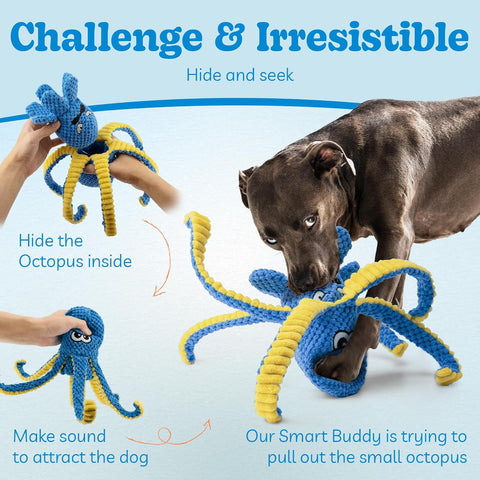 Interactive Dog Toys Octopus – 4 Pack Plush Puzzle Set