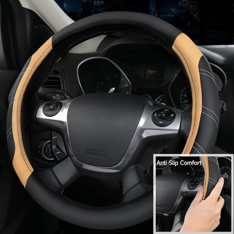 Car PASS Microfiber Steering Wheel Cover and Waterproof Car Mats Combo
