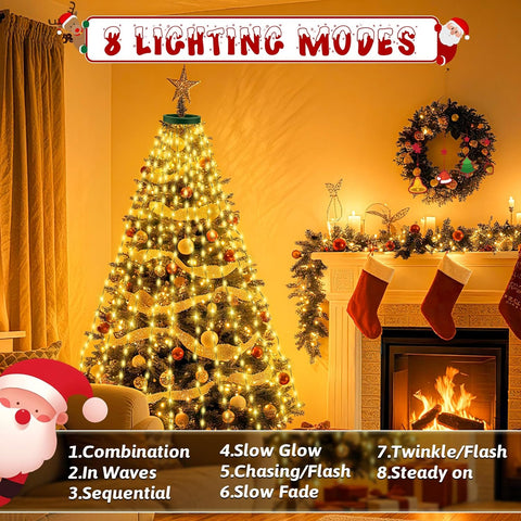 480 LED Christmas String Lights – Warm White, 3m × 16 Lines