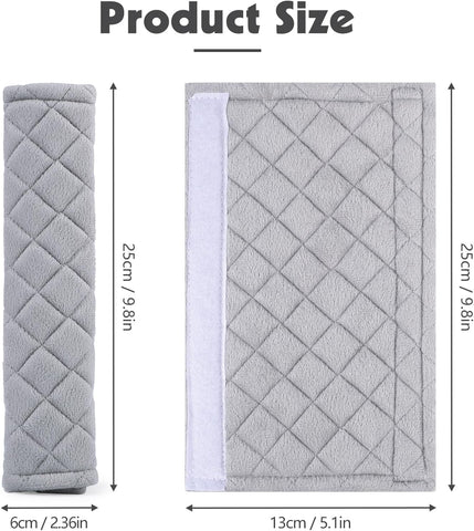 Lanjue 4PCS Grey Seat Belt Strap Covers – Soft Plush Shoulder Pads